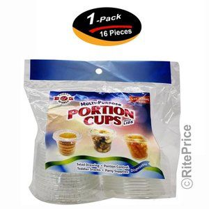 16 PCS Portion Cups With Lids Clear Shot Plastic Disposable 4 Oz In Bag (1 Pack)